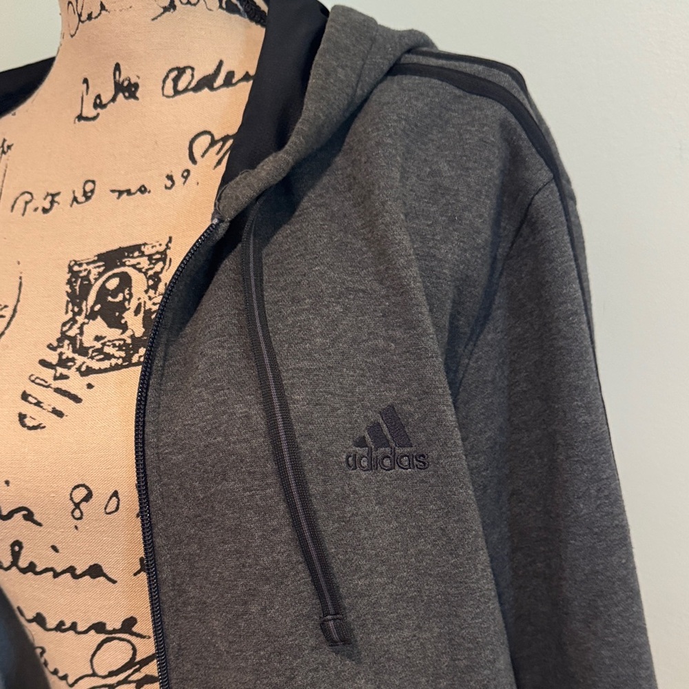 Adidas Men's Dark Gray Zip-Up hoodie size XL - Picture 2 of 9